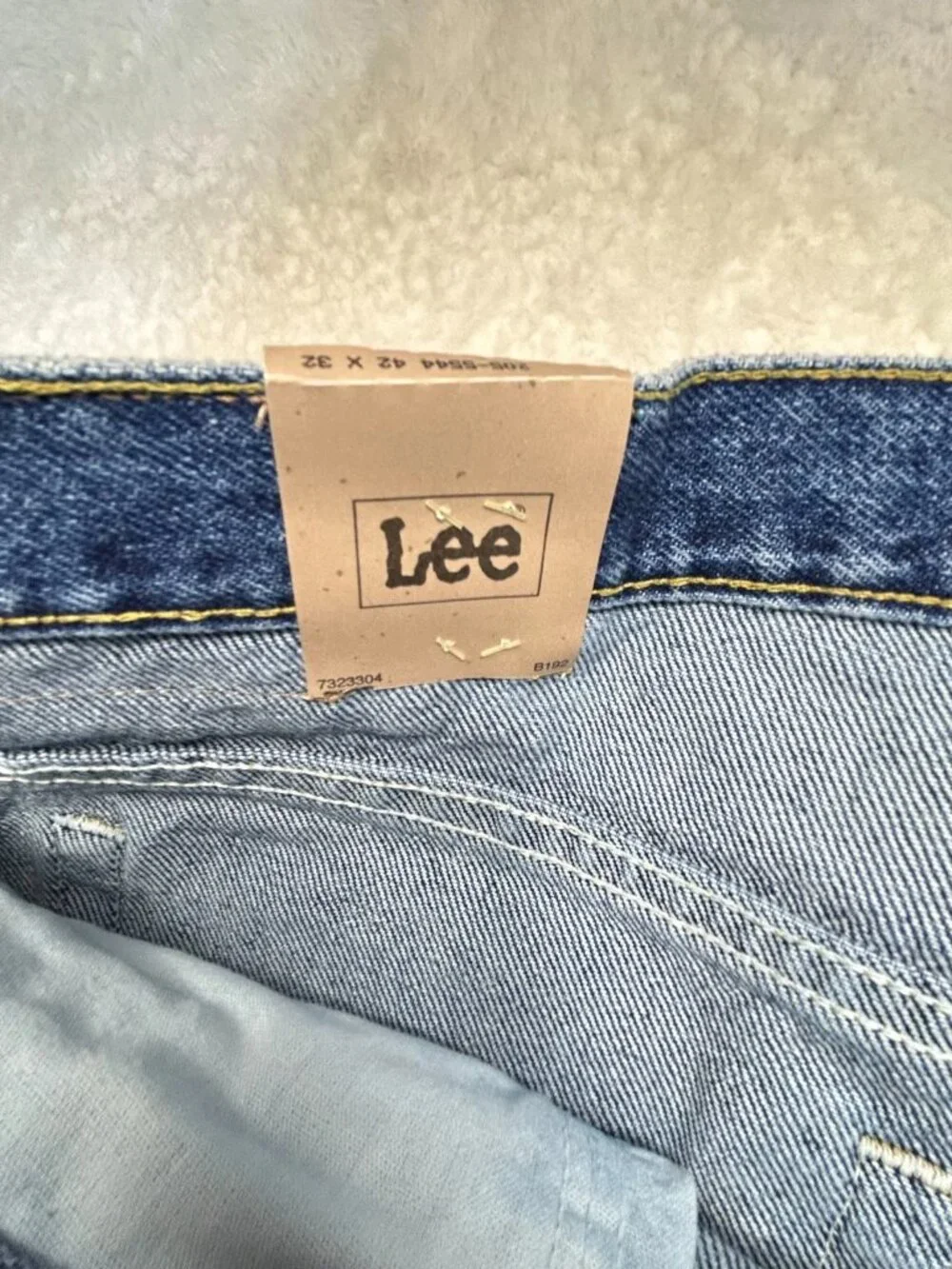 VTG Lee Straight Jeans Mens 42x32 Blue Denim Relaxed Fit Dead Stock Sears